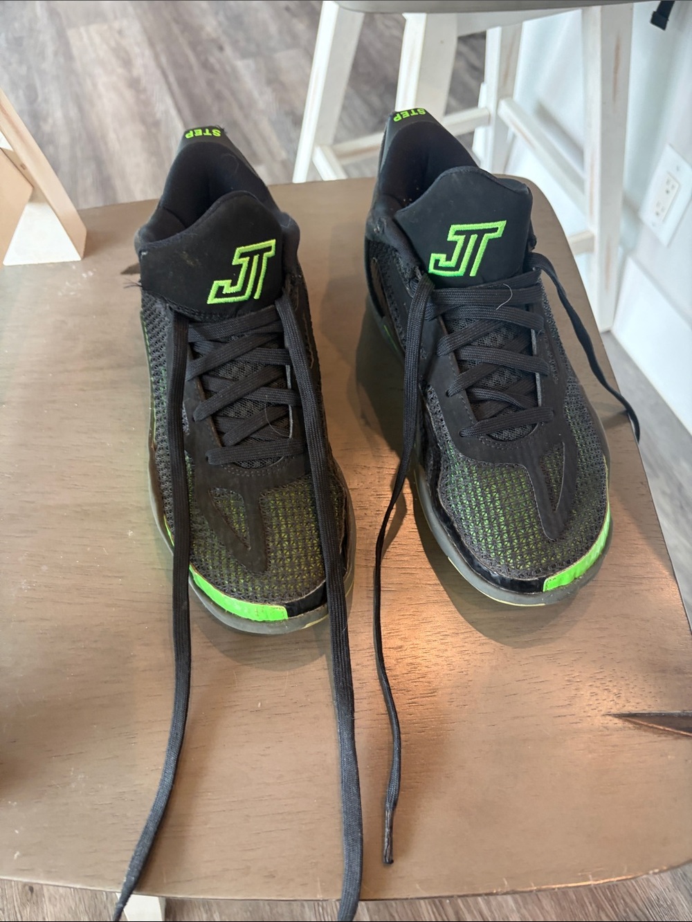 Jordan Tatum 1 Kids Black Sneakers with Neon Green Details